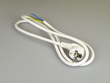 3x1.50 mm2 kabel - lengte 5000 mm WIT + stekker + randaarde